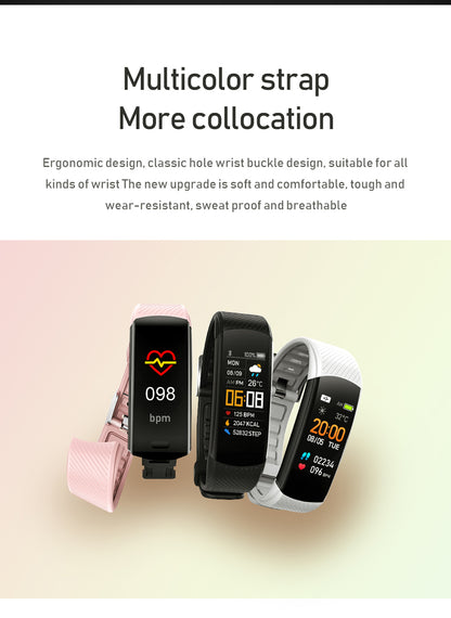 C5S Color Screen Sports Pedometer Smart Bracelet Heart Rate Blood Oxygen Health Monitoring Silicone