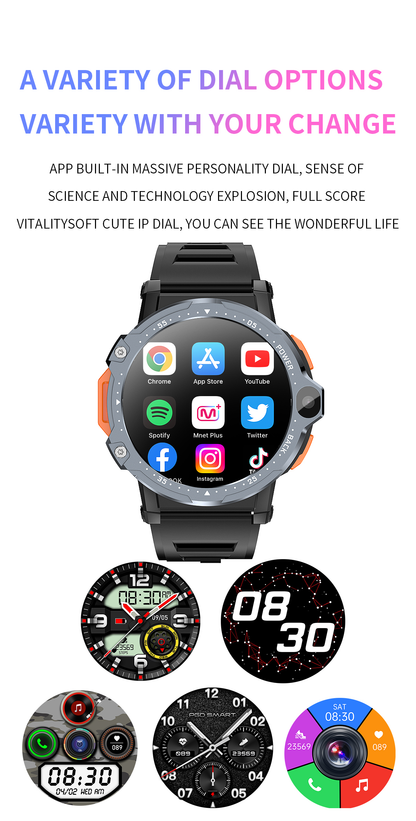 2023 Newest 4G Android Touch Screen Smart Watch with Heart Rate Monitoring - Top Quality 4GB RAM + 64GB Storage Mobile Phone Smartwatch